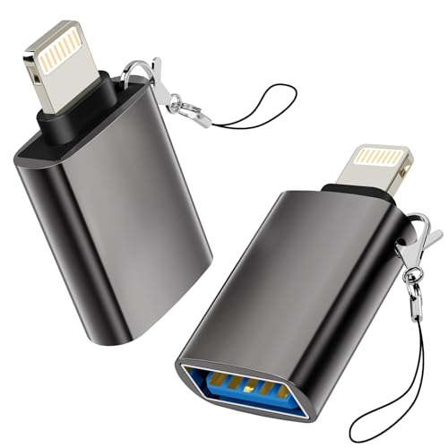 Zestiq Lightning auf USB Adapter 2-Pack Lightning-Stecker auf USB-Buchse OTG-Kabel-Dongle für iPhone 14 13 12 11 Pro Max/iPad USB-auf-Lightning-Adapter unterstützt USB-Stick Kamera Kartenleser