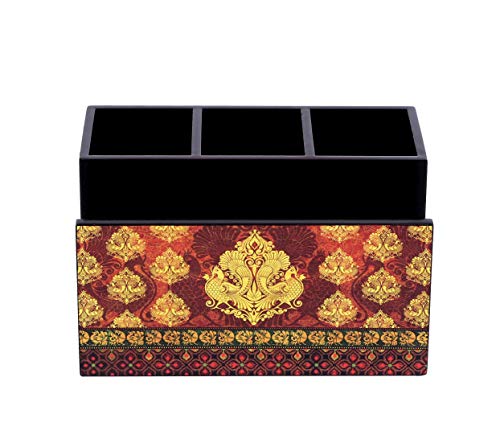 Image of Reinvention Factory Wooden Cutlery Holder I Countertop Organizer - Spoon Fork Knife Napkin Tissue Paper I Desk Supplies Pencil Pen Stationery Stand I Home & Kitchen I Size 7 inch X 5 inch X 4 inch I Anapakshi