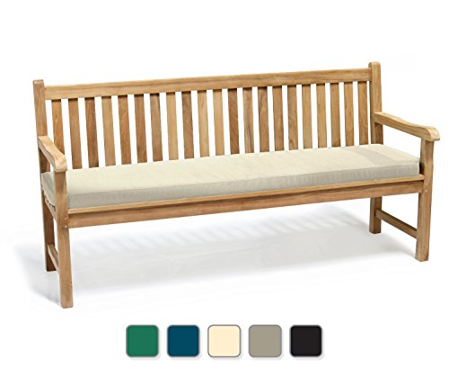 Jati York grade A Teak 4 Seater FULLY ASSEMBLED Garden Bench with Natural Cushion Brand, Quality & Value