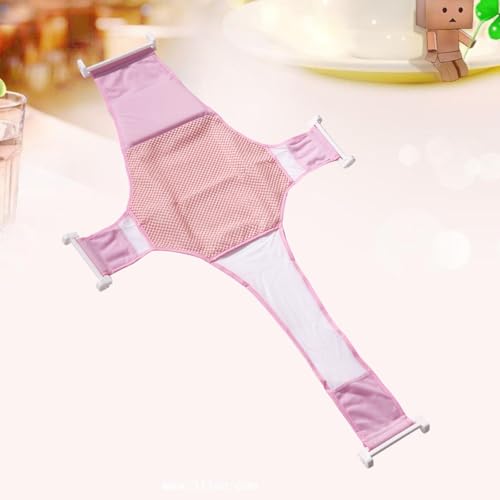 HOMOBABE 十字型ベビーバスネット ピンク お風呂用メッシュサポート 新生児頭頸部保護 速乾洗いやすい 入浴補助用品