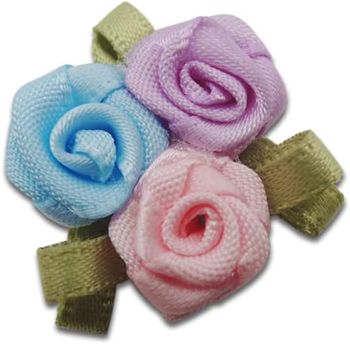 Miniatura 4 de Meseey Mini cinta de satén de rosas de tela para manualidades, lazos pequeños, rosetas, apliques de costura para boda, novia, decoración de