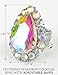 NYFASHION101 Women's Teardrop Stone Studs Fashion Stretch Ring, Aurora Borealis/Silver-Tone