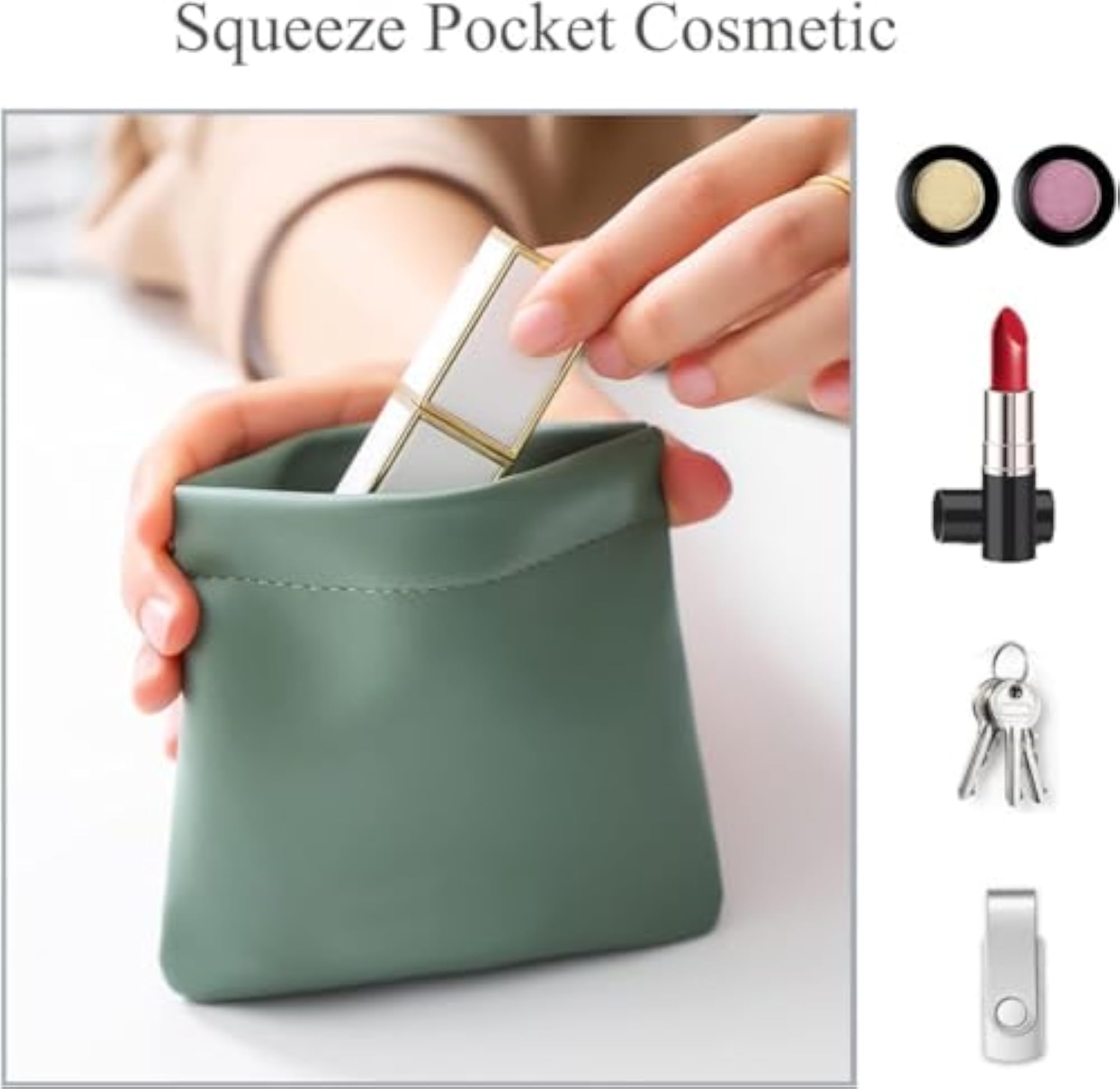 4Pcs Pocket Cosmetic Bag, Waterproof Leather Pouch