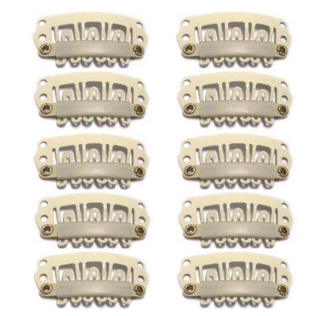 RemyHaar.eu 10 Stück Tressenclips Perücken Clips Blond 28mm Ersatz Haarclips Silikonschutz Clips für Extensions Perücken Tressen Haarverlängerung Cover