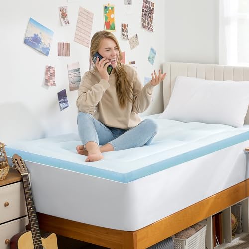 Image of Hansleep Twin XL Mattress Topper College Dorm Memory Foam Soft Mattress Pad | Twin XL Mattress Topper Viscose Derived from Bamboo, Twin XL Bed Mattress Pad Cover for Back Pain Relief, 39 inch x 80 inch, White