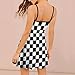 KAOEOSI Black and White Race Checkered Flag Women's Sling Dress Summer Sleeveless Knee Length A Line Dresses S