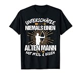 Witzige Spruch für Bogen Jagd. Der Bogenschießen Sport ist für viele Bogensportler perfelt. Witziges Design: Unterschätze niemals einen alten Mann mit Pfeil und Bogen. Der Sport Bogen Schiessen ist perfekt für Sport Bogenschiessen Pfeil.