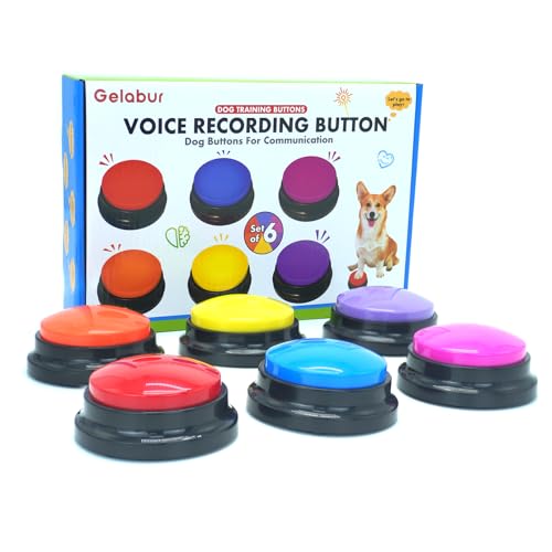 Gelabur Set of 6 Dog Buttons for Communication, Voice Recordable Buttons for Classroom, Dog Training Talking Buttons Starter Set, Pet Easy Speaking Buttons Tools
