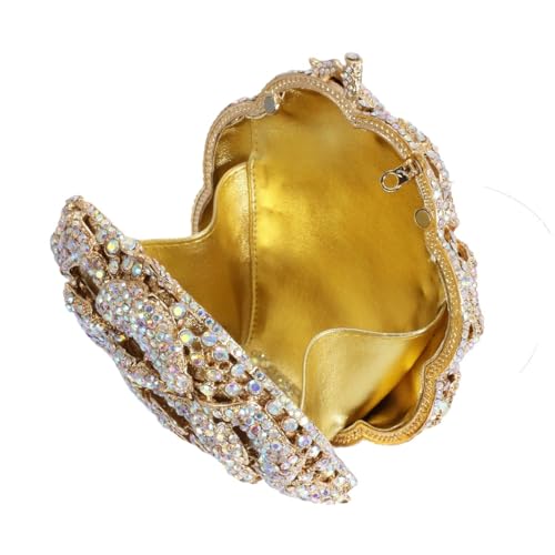 Image of RomanticDesign Women Round Rose Flower Rhinestone Clutch Bag Elegant Crystal Bride Purse for Evening Party Prom Wedding