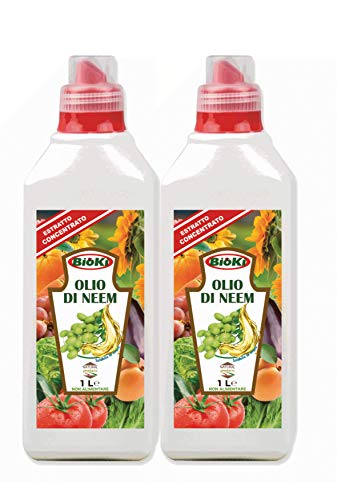 Aceite de nim Oferta 2 botellas de 1 litro de aceite virgen de Neem puro prensado en frío, 100% puro, no refinado, uso profesional, jardín, zonas exteriores – cultivos
