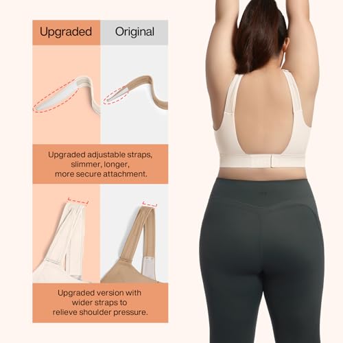 Image of High Impact Sports Bras for Women Adjustable Zip Front Plus Size Workout Bra Full Coverage Removable Padded Running