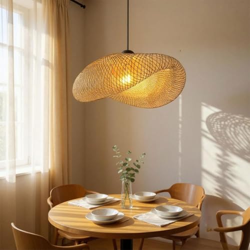 Luminária de Teto Lustre Pendente Bambu Fundamentum Honolulu Rúst...