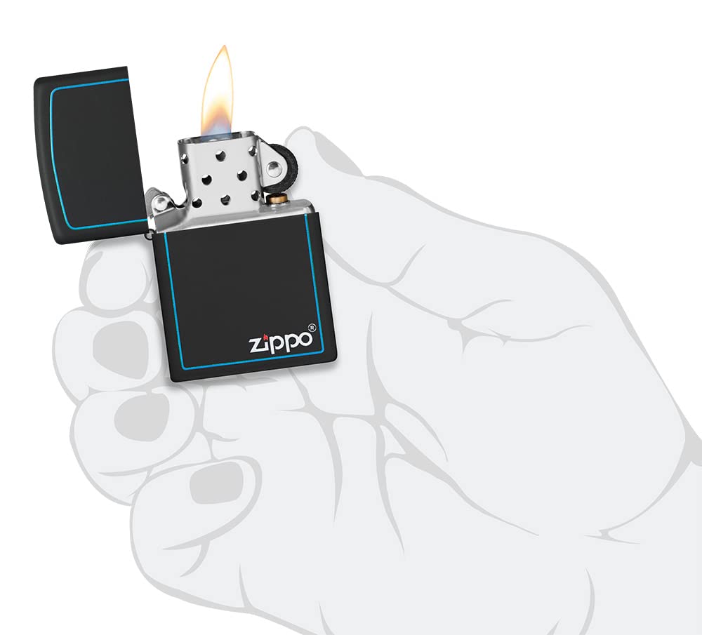 Zippo Zapalniczka Sztormowa, Klasyczny Model Czarno-Niebieski, Wykończenie w Czerni Matowej, Wzór Kolorowy, z Możliwością Napełniania, Wielokrotnego Użytku, Made in USA