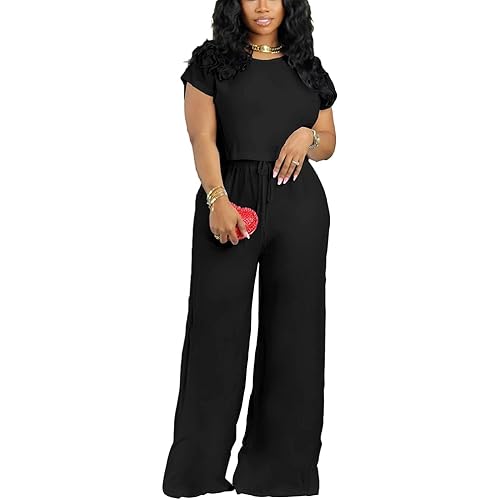 Nimsruc 2 Piece Outfits for Women Casual Sweat Set Comfy Short Sleeve Matching Clothing tracksuit