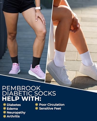 Image of Pembrook Bamboo Viscose Diabetic Socks for Women & Men - 6 Pairs | Breathable Wide Non Binding Plus Size Socks | Loose Fit