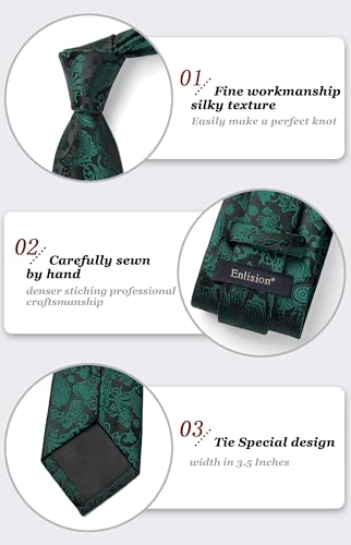 Image of Enlision Ties for Men Solid Color 3.35 inch Formal Business Necktie Classic Satin Mens Wedding Party Ties