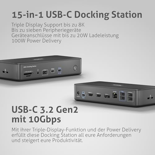 Estación de acoplamiento USB C para 3 monitores HDMI portátiles 7