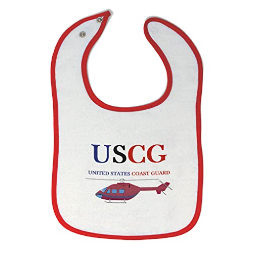 Toddler & Baby Bibs Burp Cloths Coast Guard USCG United States Coast Guard Cotton Baby Items for Baby Girl & Boy White Red Design Only