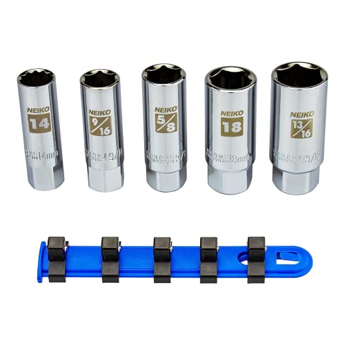NEIKO 02500A 3/8' Drive Spark Plug Socket Set, 5 Piece, SAE And...