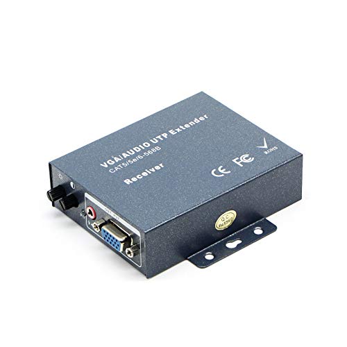 Gimax VGA extender receiver 200M range, single cable signal amplifier, VGA - RJ45 video extender - (Color: Receiver)