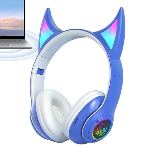 Genérico Auriculares sobre la Oreja para Jugadores,Auriculares para Juegos sobre la Oreja - Deportivos inalámbricos Devil Cat Ear, supraaurales, Orejeras para Juegos inalámbricos con lu