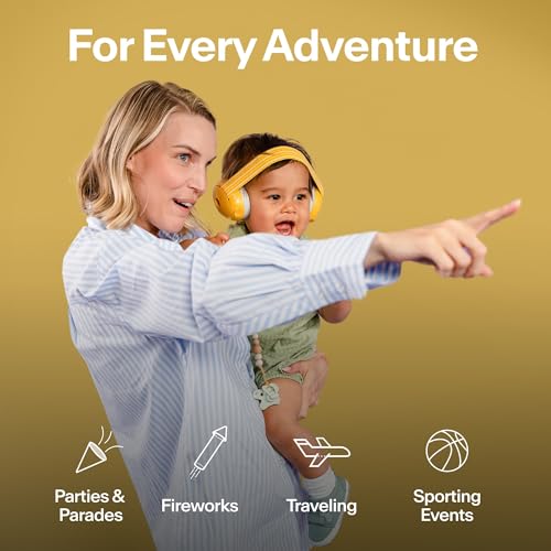 Image of Alpine Muffy Baby Ear Protection for Babies and Toddlers up to 36 Months - Noise Reduction Earmuffs for Toddler and Babies - Comfortable Infant Ear Muffs Prevent Hearing Damage & Improve Sleep Yellow