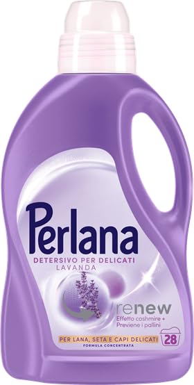 Perlana Detersivo Delicati Lavanda (8 confezioni da 28 lavaggi), Detersivo lavatrice liquido per lana, seta e delicati, Detersivo delicati per effetto cashmere e fibre rinnovate al profumo di lavanda