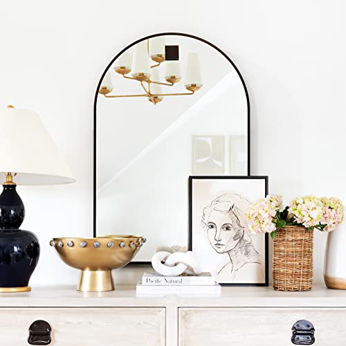 Espejo arqueado de 26 x 38 pulgadas, marco de metal montado en arco de pared, perfecto para baño, sala de estar, entrada, manto, aparador Cover