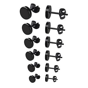Mudder Ohrstecker-Set, Edelstahl, 3 mm bis 8 mm, 6 Paar