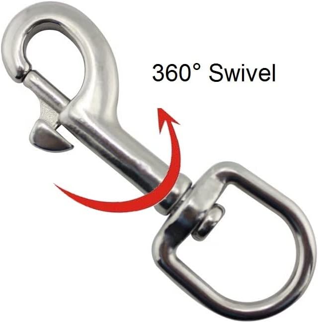 5PCS Marine Grade 316 Stainless Steel Oval Single End Swivel Eye Bolt Snap Hook 65mm 72mm 82mm 91mm for Dog Leash Diving(China,72mm)