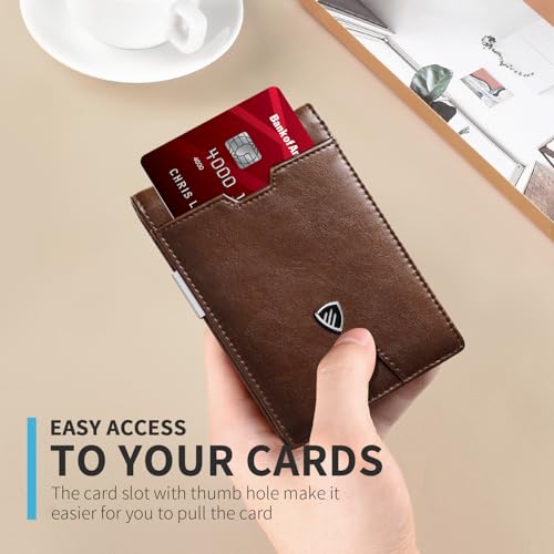 Image of RUNBOX Mens Slim Wallet with Money Clip RFID Blocking Bifold Credit Card Holder for Men with Gift Box