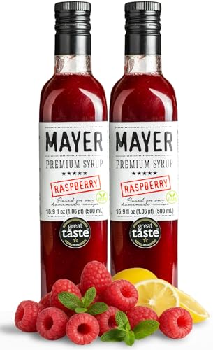 Image of Raspberry Syrup, Dye Free Syrup for Coffee, Cocktails & Lemonade, 2 Pack | Award-winning. Real raspberries, nothing artificial. Cocktail mixer, mocktails, smoothies & snow cone. Vegan, gluten-free.