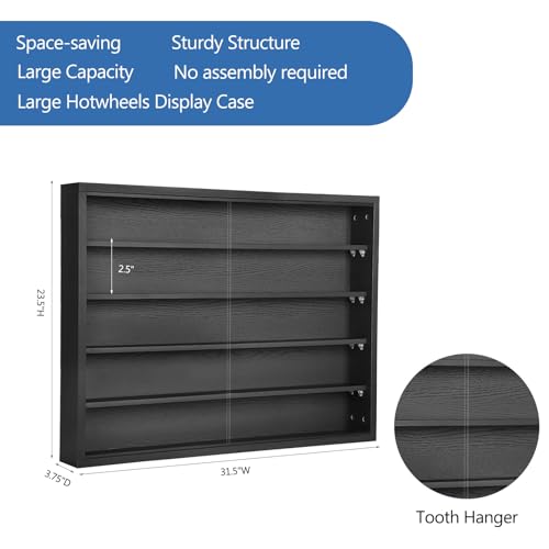 Image of Large Car Display Case, PKHROR Oversized Diecast Car Display Frame with UV Protection, Wall Mount for Toy Cars and Collectible Models, Black