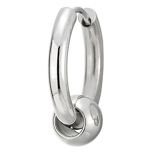 Stainless Steel Circle Beads Huggie Hinged Hoop Earrings for Men Women, 2pc3