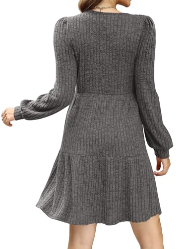 Image of Sampeel Womens Square Neck Long Sleeve Fall Dresses Casual Babydoll Sweater Dress