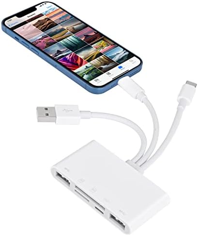 5-in-1 Memory Card Reader with Micro SD and SD Slots for iPhone/iPad/Android/USB C & A Devices, OTG Adapter for SD/Micro SD/SDHC/SDXC/MMC