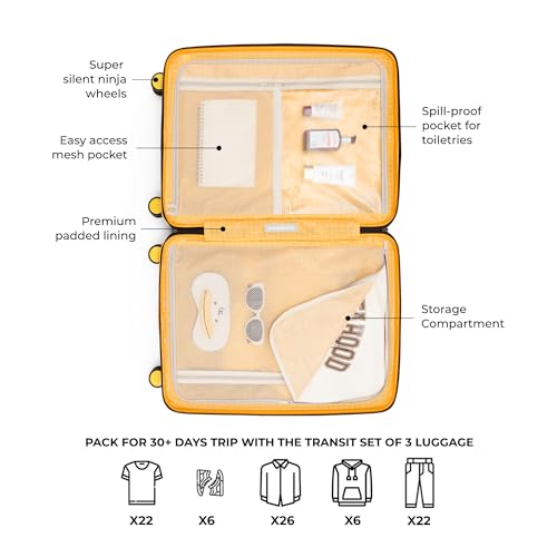 Image of MOKOBARA The Transit Luggage Set of 3 | 40L, 65L & 100L Capacity | Polycarbonate Hardshell | Silent Hinomoto Wheels | for All Travel Needs | Black | Money Moves Sunray
