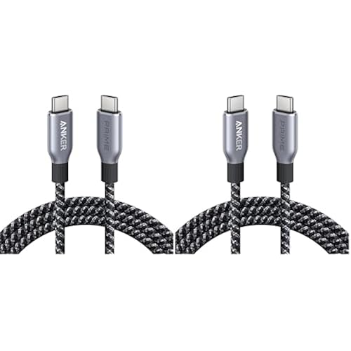 Anker Prime USB C to USB C Cable, 240W Fast Charging Cord, Upcycled-Braided Nylon with 100-Year Bend Durability for iPhone 17 Series, MacBook, Galaxy S24(6 FT) (Pack of 2)
