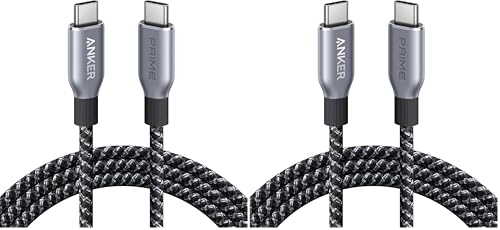 Image of Anker Prime USB C to USB C Cable, 240W Fast Charging Cord, Upcycled-Braided Nylon with 100-Year Bend Durability for iPhone 17 Series, MacBook, Galaxy S24(6 FT) (Pack of 2)