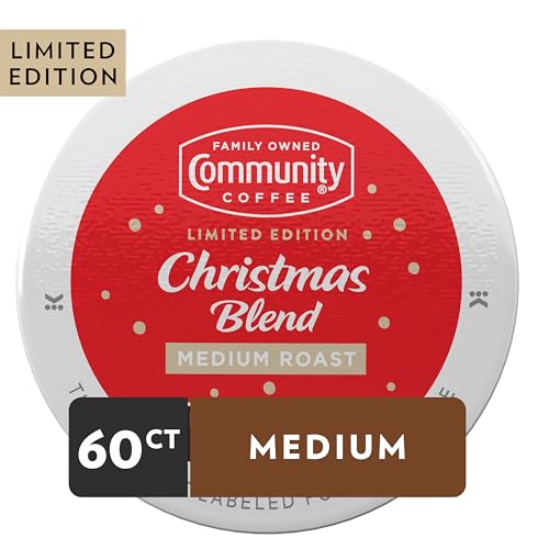 Image of Community Coffee Christmas Blend 60 Count Coffee Pods, Medium Roast, Compatible with Keurig 2.0 K-Cup Brewers(Pack of 1)