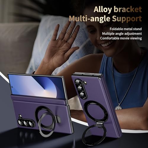 Protection charnière Samsung Z Fold 6 coque antichoc violette cuir