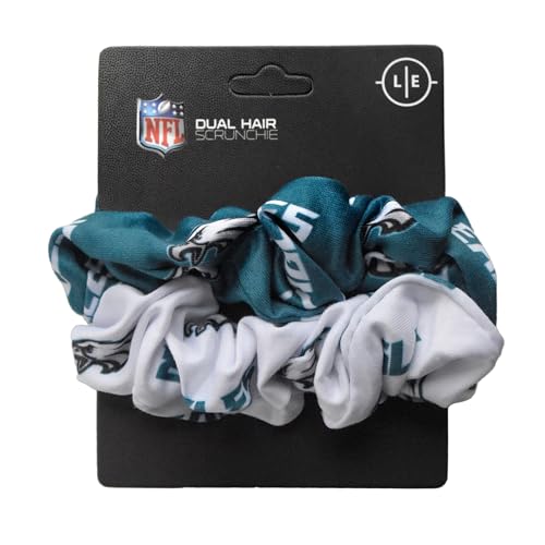 Littlearth NFL Philadelphia Eagles Dual Hair Twist Scrunchie - Officially Licensed Hair Accessory for Game Day, Workouts & Everyday Style (Set of 2)