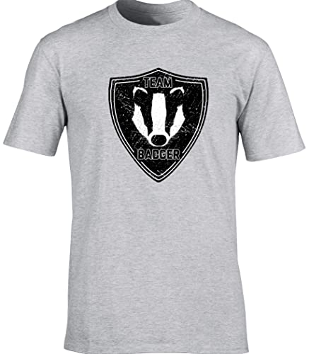 Image of Hippowarehouse Team Badger Unisex Short Sleeve t-Shirt (Specific Size Guide in Description) Grey