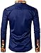 ZEROYAA Men's Hipster African Tribal Graphic Patchwork Design Slim Fit Long Sleeve Button up Mandarin Collar Shirts ZZCL46 Navy X Large