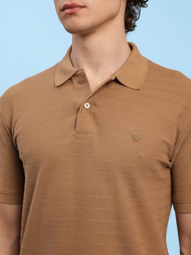 Image of Lux Nitro Men's Self Knitted Premium Cotton Blend Solid Polo T-Shirt | Soft Texture | Classic Collar | Short Sleeve Casual Wear