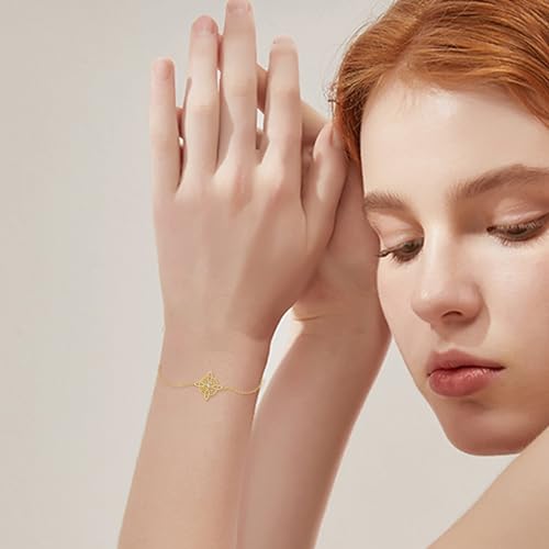 14K Solid Gold Dragonfly/Witches Knot Bracelet Real 14K Yellow Gold Witch Jewelry Gifts for Women2
