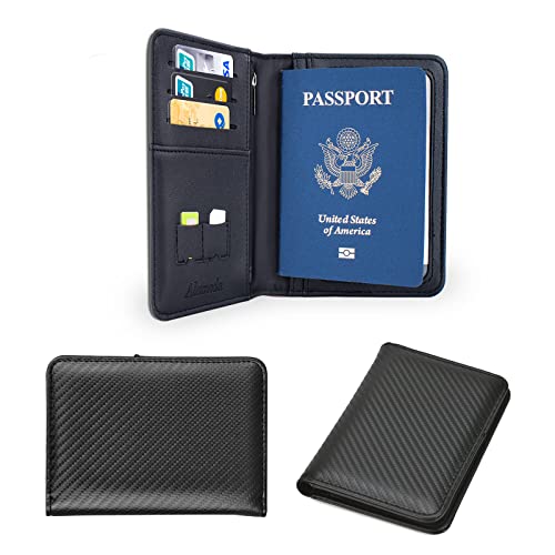 Alameda Passport And Vaccine Card Holder Combo, Carbon Fiber Passport Holder With Vaccine Card Slot, Travel Essentials Document Organizer Cover #TOP20
