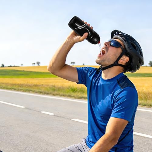 Botella de agua para bicicleta WoniuRush 24oz, libre de BPA, botella exprimible para ciclismo, carretera y montaña, tapa con boquilla a rosca antipérdida, gris miniatura 4