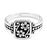 XKBYL Square Carved Flower Signet