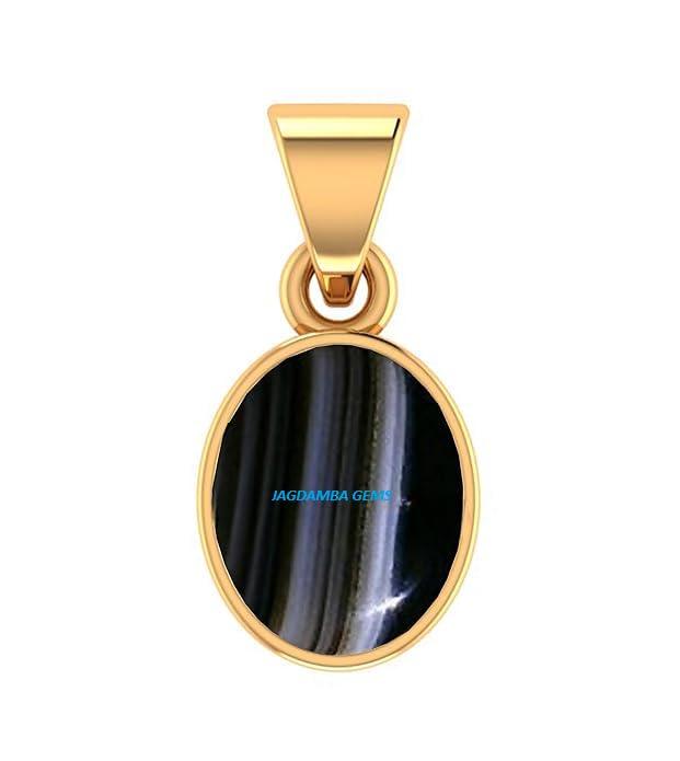 GEMS 14.25 Ratti 13.50 Carat Sulemani Hakik Gold Plated Pendant Natural Kala Hakik panchdhatu Pendant Original Certified Men and Women
